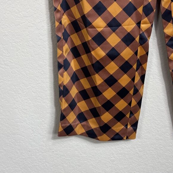 NEW Scotch & Soda Mid Rise Plaid Checkered Navy Gold Pants Womens Size XS Preppy - Picture 9 of 14